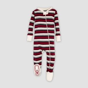 Burt's Bees Red Striped Footie Pajamas